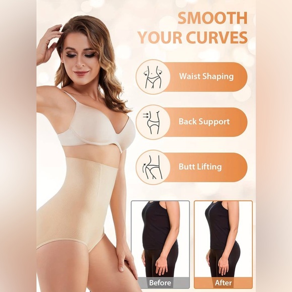 2 Pcs Shapewear for Women Tummy Control High Waisted Body Shaper Waist Trainer - Picture 5 of 6